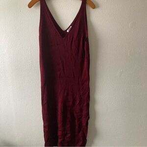 Leith Ribbed Burgundy Maxi Tank Dress
